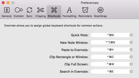 Keyboard shortcuts in evernote for mac